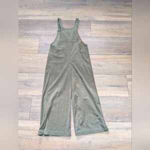 Olive Green Women's Corduroy Cropped Overalls SZ S